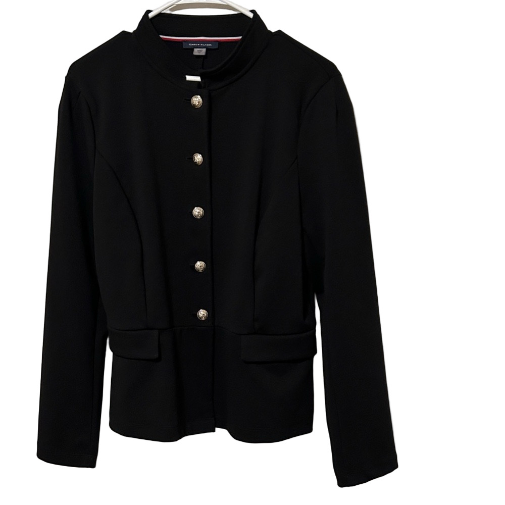 🛼Tommy Hilfiger Elegant Black military style Jacket /blazer size 10 GUC..